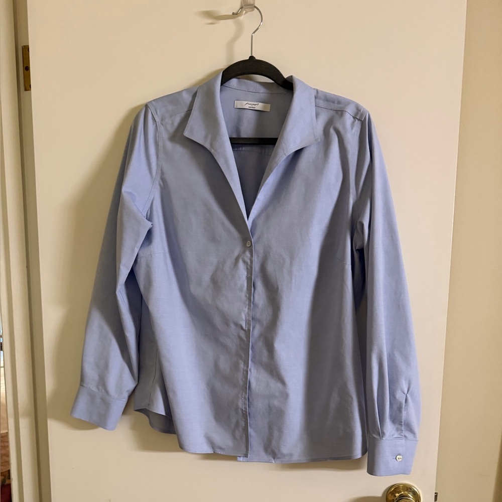 Foxcroft Light Blue Non-Iron Button-Up Shirt - Picture 3 of 3